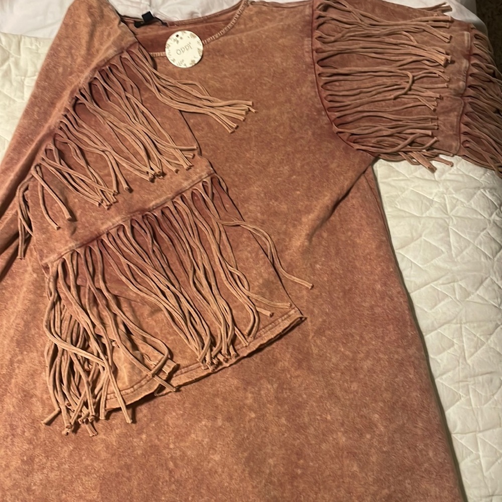 ODDI brown fringe dress! NWT. Size 2XL.